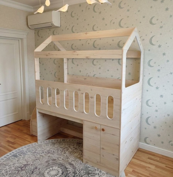 Кровать-чердак 160х80 Теремок (гаскон пайн)