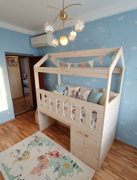 Кровать-чердак 160х80 Теремок (гаскон пайн) от Династия Kids