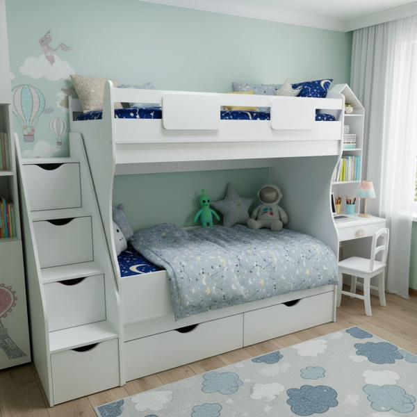 Кровать двухъярусная Альфа Мини 160х80 с бортиком
