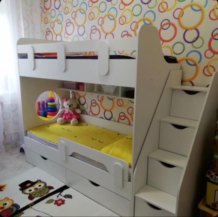 Двухъярусная кровать Фортуна 200х90 (цвет белый) от Династия Kids