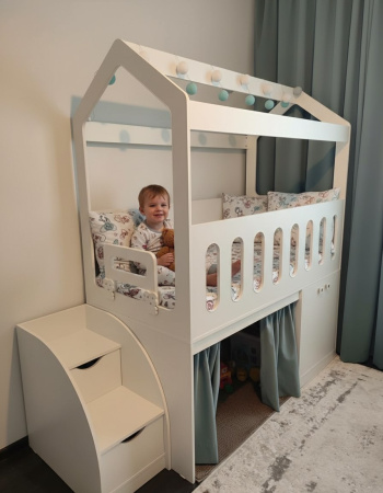 Кровать-чердак 160х80 Теремок (гаскон пайн) от Династия Kids
