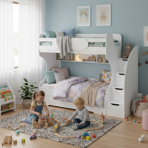 Двухъярусная кровать БИГ (цвет белый) 120х200 от Династия Kids