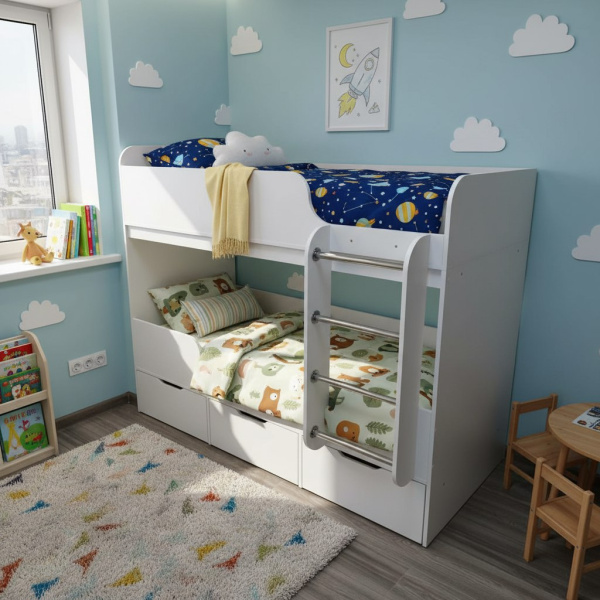 Двухъярусная кровать Малыши Двойняшки 180х80  от Династия Kids