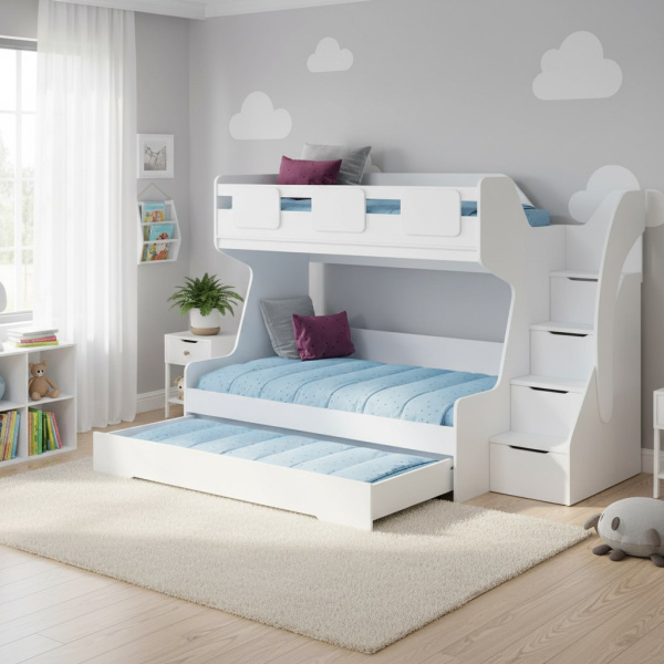 Кровать МЕГА ПРЕМИУМ 120х200 (цвет белый) от Династия Kids