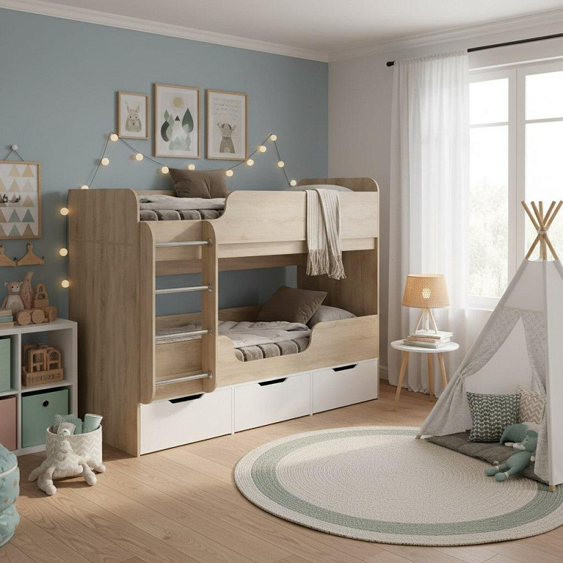 Кровати с фронтальной и боковой лестницей от Династия Kids